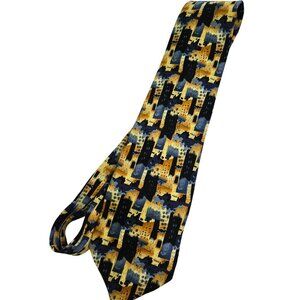 Umberto Bossi Handmade 100% Silk Tie Italian Cityscape Stunning